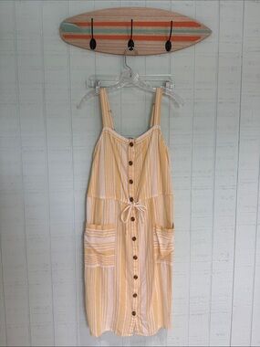 Sonoma Yellow and White Linen Striped Dress